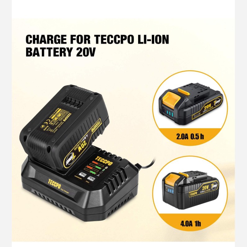 شارژر باتری فست شارژ TECCPO (شارژ سریع 20V لیتیوم یونی)